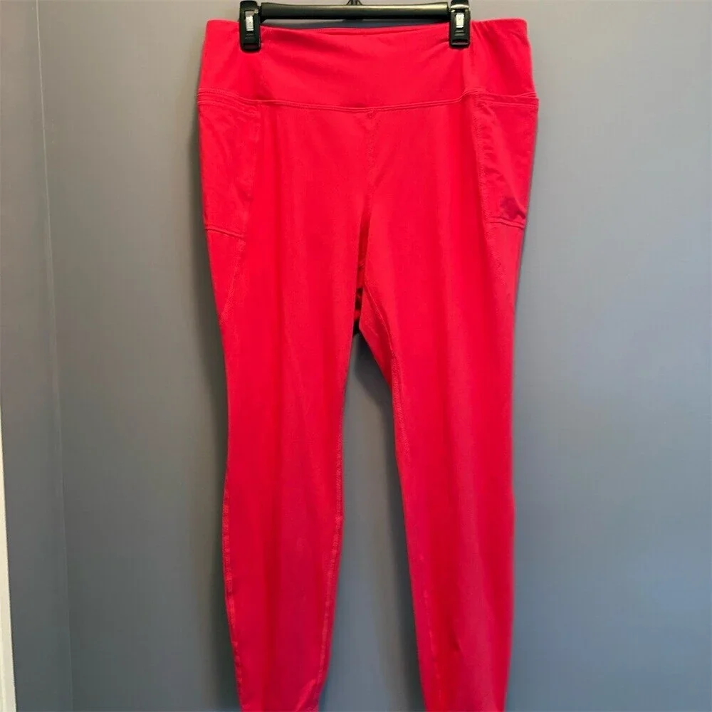 Torrid Leggings Womens 2XL Red High Waist Ankle Active Side Pockets